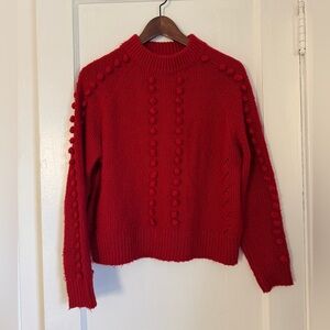 John and Jenn Red Women's Pom Pom Sweater. Size XS